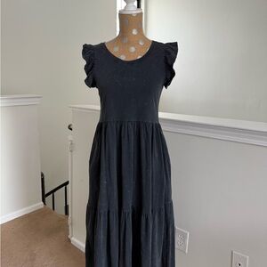 Elegant Black Ruffle Sleeve Dress
